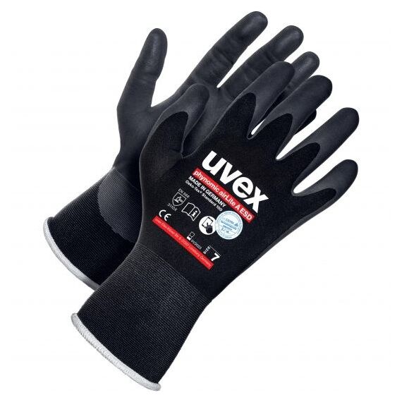 Uvex 60038 Werkstatthandschuhe Schwarz Karbon, Elastan, Polyamid 1 Stück(e)