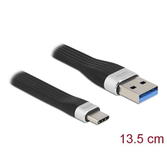 DeLOCK USB 3.2 Gen 1 FPC Flachbandkabel USB Typ-A zu USB Type-C 13,5 cm PD 3 A