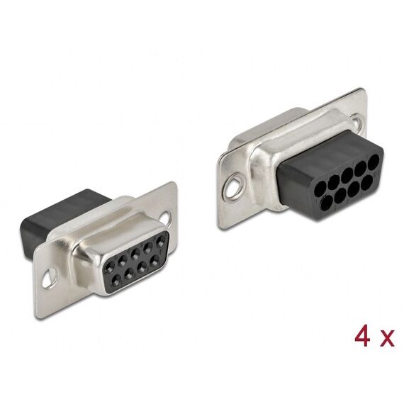 DeLOCK D-Sub 9 Pin Crimp Buchse, Metall, 4 Stück