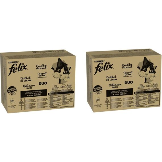 Felix AGAIL Doppelt lecker Fleisch 2x120x85 Rind&Gefl.,Trut.&Leber,Huhn&Niere,Ente&Lamm