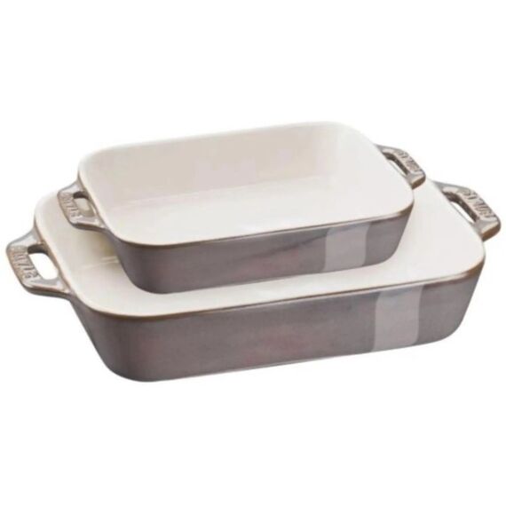 Staub 2tlg. Keramik Ofenformset 20x16 & 27x20cm, grau