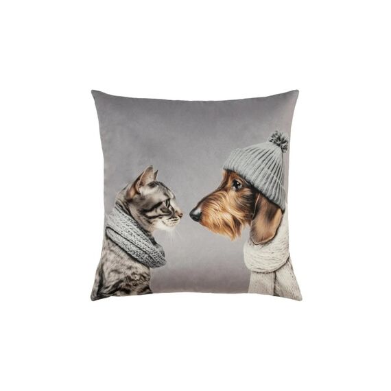 pad Kissenhülle, Cat loves Dog light grey, ca. 45 x 45 cm