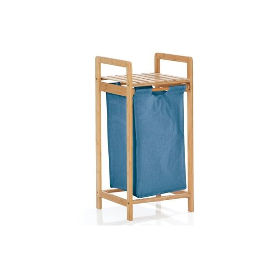 Lumaland Wäschekorb Bambus Blau 33x33x73cm