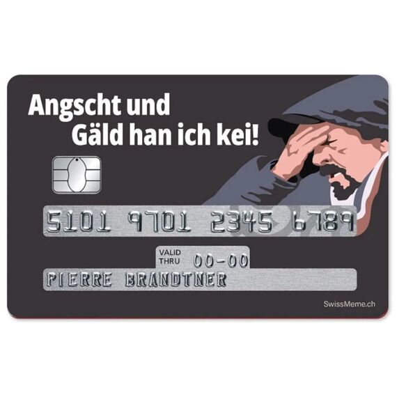 SwissMeme Kreditkarten Sticker Angscht & Gäld, 8.4 x 5.3 cm