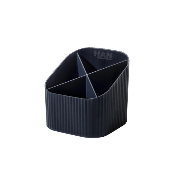 HAN, Stifteköcher KARMA Schwarz 4 Fächer, recyceltes Material, schwarz