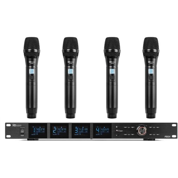 Power Dynamics PD524 Funkstrecke, 4x Mikrofone, 100CH, Rack