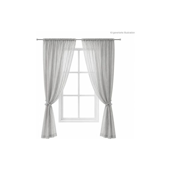 URBANARA Vorhang 2er Set Musselin Trofa Hellgrau 135x320cm