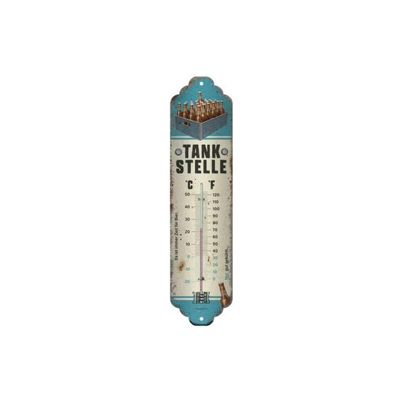 Nostalgic Art Thermometer Tankstelle Bier Metall, 28x7 cm, Celisus & Fahrenheit