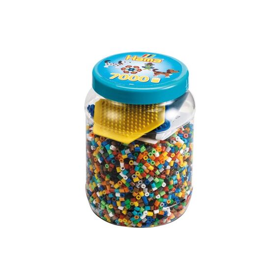 Hama Bügelperlensortiment-Dose midi, 7.000 Stk. + 2 Stiftplatten