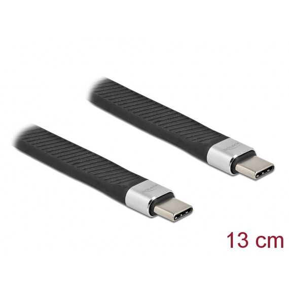 DeLOCK USB 3.2 Gen 2 FPC Flachbandkabel USB Type-C zu USB Type-C 13 cm PD 5 A E-Marker