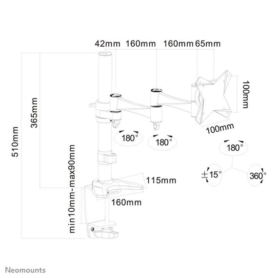 Neomounts FPMA-D1330WHITE Monitorarm 10-30", 2 image