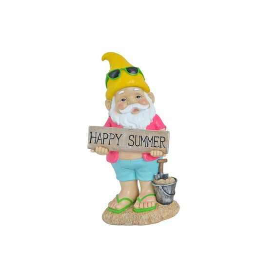 Dameco Dekofigur Gartenzwerg Beach Summer Polyresin, wetterfest, 13x17x31 cm (LxBxH)