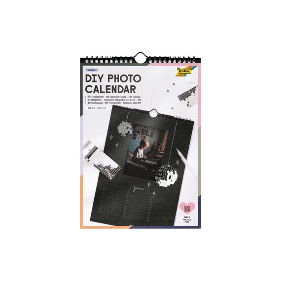 Folia Dauerkalender A4 schwarz Grösse 21x29.7cm, schwarz, Druck silber
