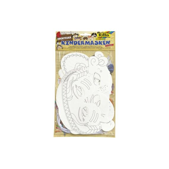 Folia Kindermasken Abenteuer 6 Stück, aus Pappe, inkl. Gummis