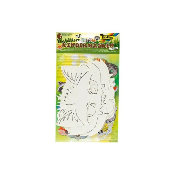 Folia Kindermasken Waldtiere aus Karton weiss