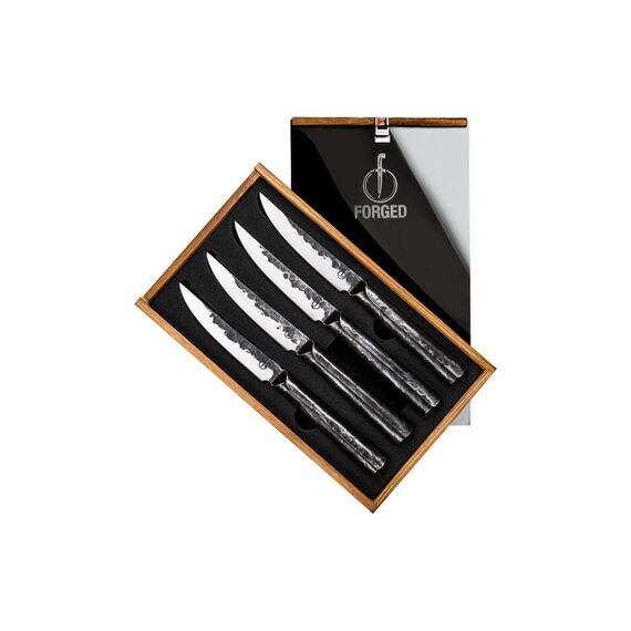 Forged 4tlg. Brute Steakmesserset Japanstahl 440C, 58 HRC