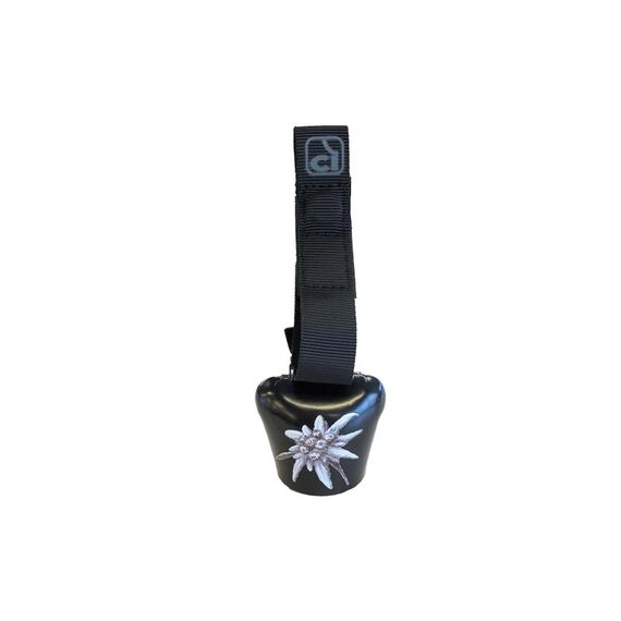 Incirca Glocke Cowbell mit Edelweiss schwarz, mit Klettverschluss