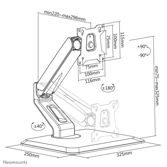 Neomounts FPMA-D885BLACK Monitor-Ständer 15-32" - Gasfeder, 13 image