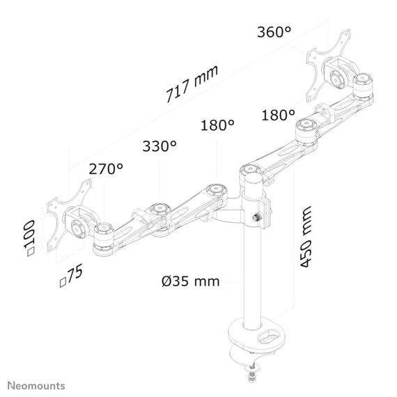 Neomounts FPMA-D935DG Monitorarm 10-27", 5 image