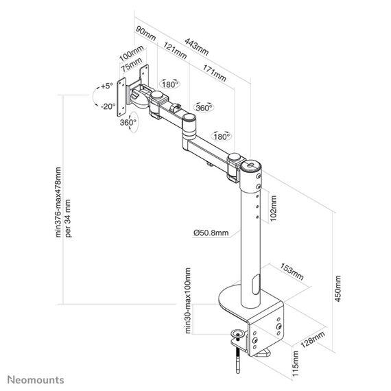 Neomounts FPMA-D960BLACKPLUS Monitorarm 10-49", 5 image