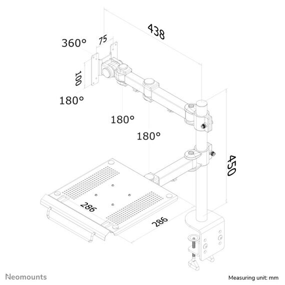 Neomounts FPMA-D960NOTEBOOK Monitorarm mit Laptop-Halterung 10-27", 5 image