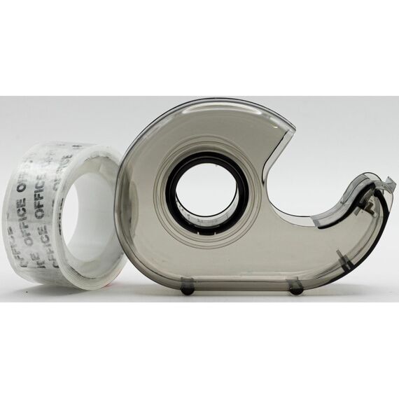 Office Klebeband mit Abroller grau, transparent, 10mx19mm
