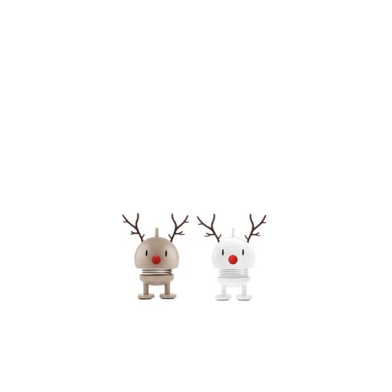 HoptimistAufstellerBumble Rentier XS,2erSet Latte, Weiss, 4.2x3.9x7.3 cm, ABS, Stahl