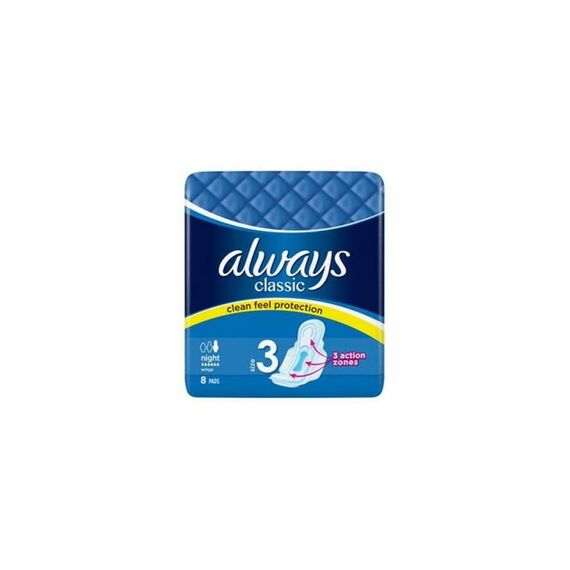 Always Classic Night Binden 8 Stück Sicherer Nachtschutz mit Flügeln