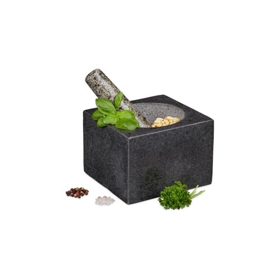 Relaxdays Mörser Granit Schwarz
