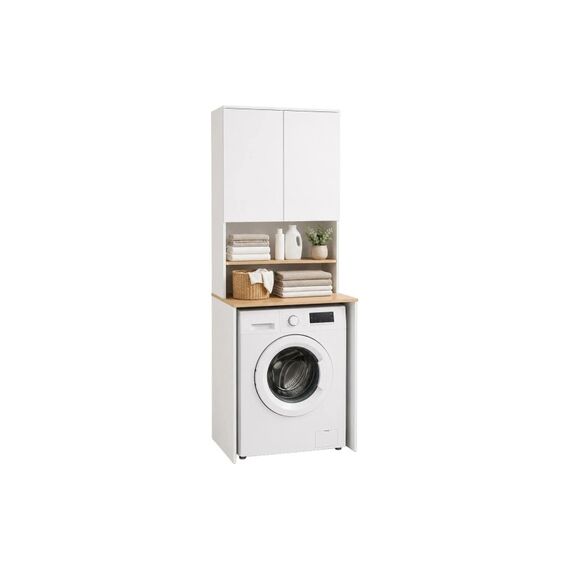 Relaxdays Waschmaschinenschrank Weiss/Hellbraun