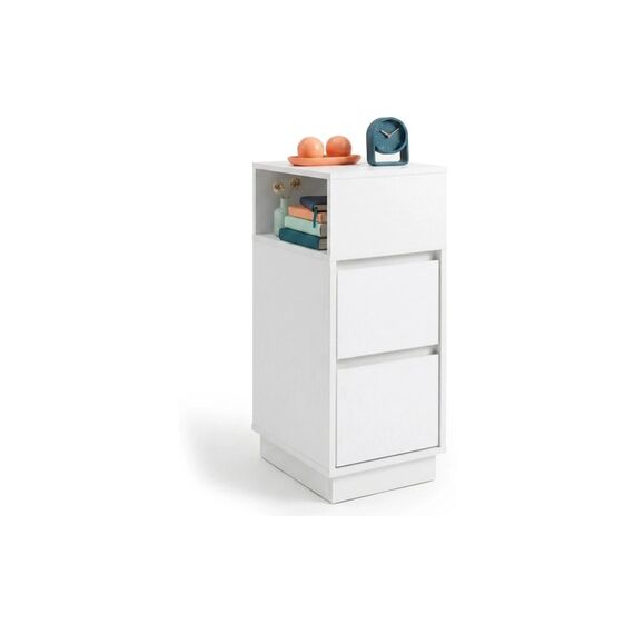 Relaxdays Schmaler Nachttisch H x B x T: ca. 64 x 24 x 30 cm, Weiss