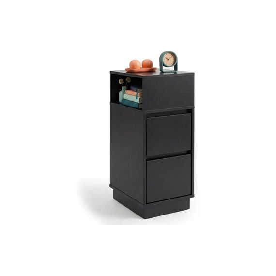 Relaxdays Schmaler Nachttisch H x B x T: ca. 64 x 24 x 30 cm, Schwarz