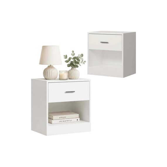 Relaxdays Nachttisch mit Schublade 2er Set H x B x T: ca. 41 x 39 x 28 cm, Weiss