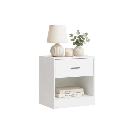 Relaxdays Nachttisch mit Schublade H x B x T: ca. 41 x 39 x 28 cm, Weiss