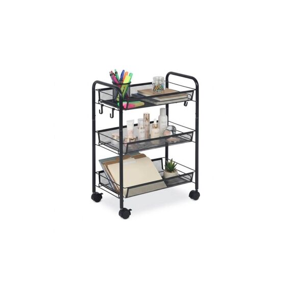 relaxdays Rollwagen mit 3 Ebenen Schwarz Traglast: 5 kg pro Ablage