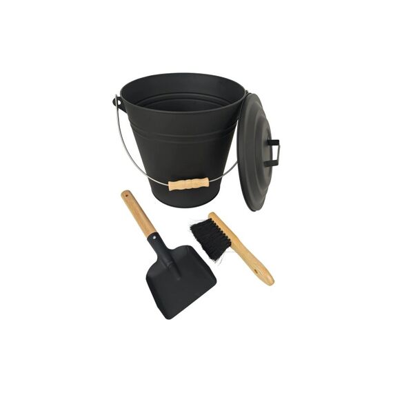 Relaxdays Ascheeimer mit Feger & Schaufel 15 Liter
