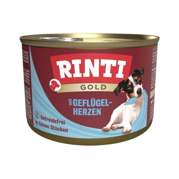 Rinti Nassfutter Dose Gold mit Geflügelherzen, 185 g