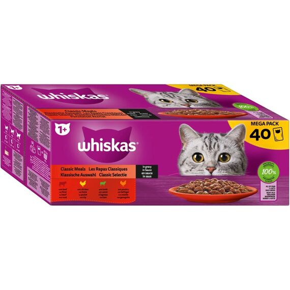 ‎Whiskas Whiskas Nassfutter 1+ Klassische Auswahl in Sauce, 40x85g