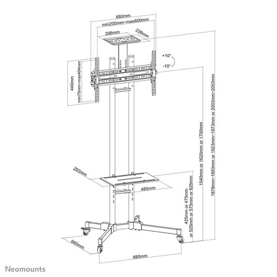 Neomounts PLASMA-M1700E TV-Trolley 32-70", 10 image