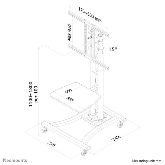 Neomounts PLASMA-M1800E TV-Trolley 27-70", 3 image