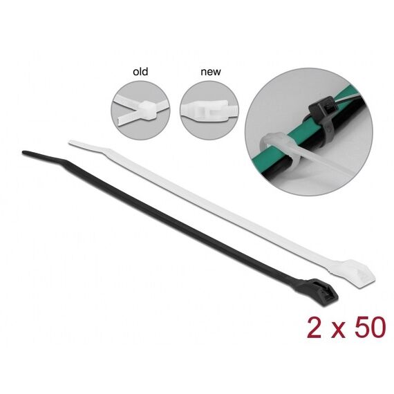 DeLOCK Kabelbinder mit flachem Kopf L 280 x B 4,6 mm 100 Stück