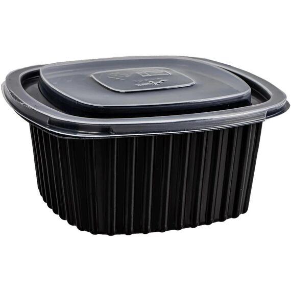 ELCO Menuschale, 500ml, 50 Stück mit Deckel, Schwarz, PP