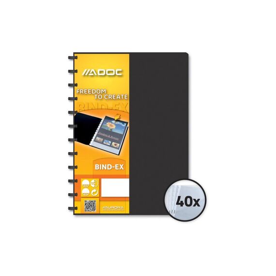 Adoc Sichtbuch Bind-Ex Standard A4, 40 Taschen, schwarz