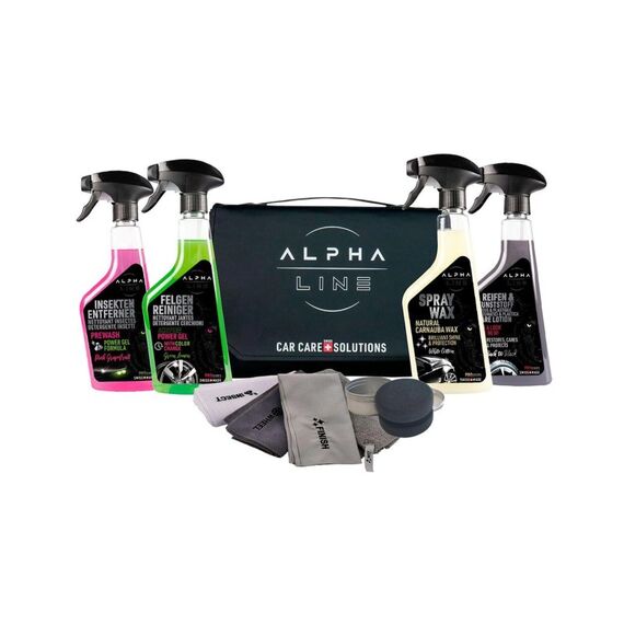 Alpha Line Car Care Set in Tasche Autopflege, gut aufgeräumt in der Tasche
