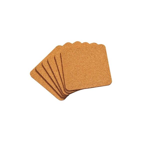 Kesper Glasuntersetzer Kork Quadratisch 6 Stück, 10 x 10 cm, Stärke: 0,3 cm