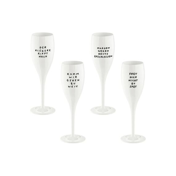 Koziol Sektglas Cheers Spruchreif 4er Set cotton white, 100 ml