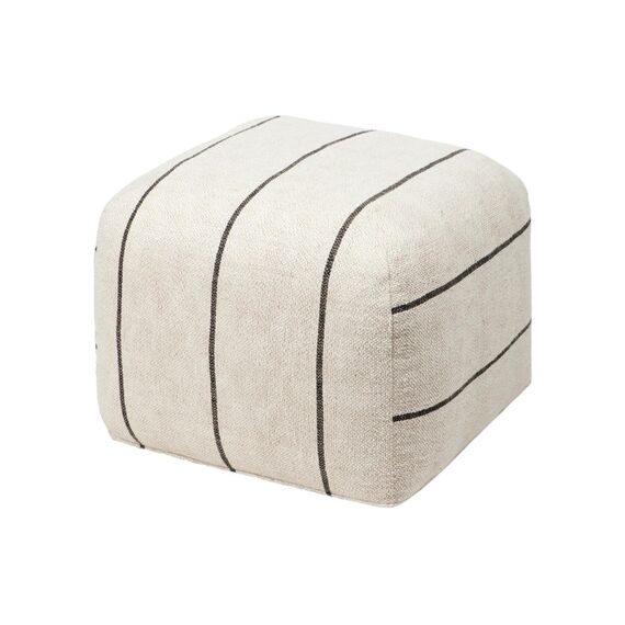 BC Sigrid Pouf Light Beige/Black, 75% Baumwolle/25% Leinen