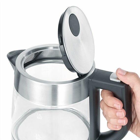 Severin WK 3468 Wasserkocher 1 l 2200 W Schwarz, Edelstahl, Transparent, 3 image