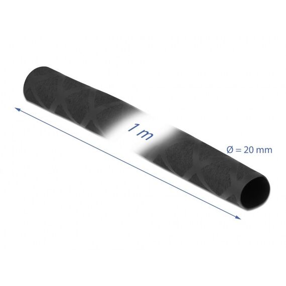 DeLOCK Schrumpfschlauch X-Muster rutschfest 1 m x 20 mm schwarz
