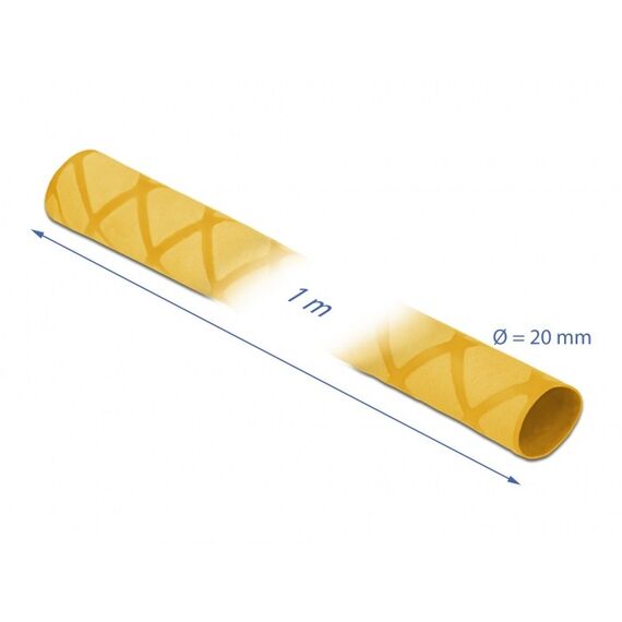 DeLOCK Schrumpfschlauch X-Muster rutschfest 1 m x 20 mm gelb